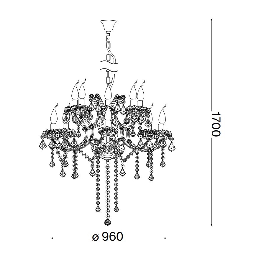 Ideal Lux - Krištáľový luster na reťazi NAPOLEON 18xE14/40W/230V pr. 96 cm lesklý chróm
