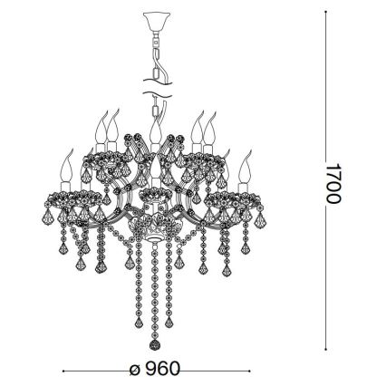 Ideal Lux - Krištáľový luster na reťazi NAPOLEON 18xE14/40W/230V pr. 96 cm zlatá