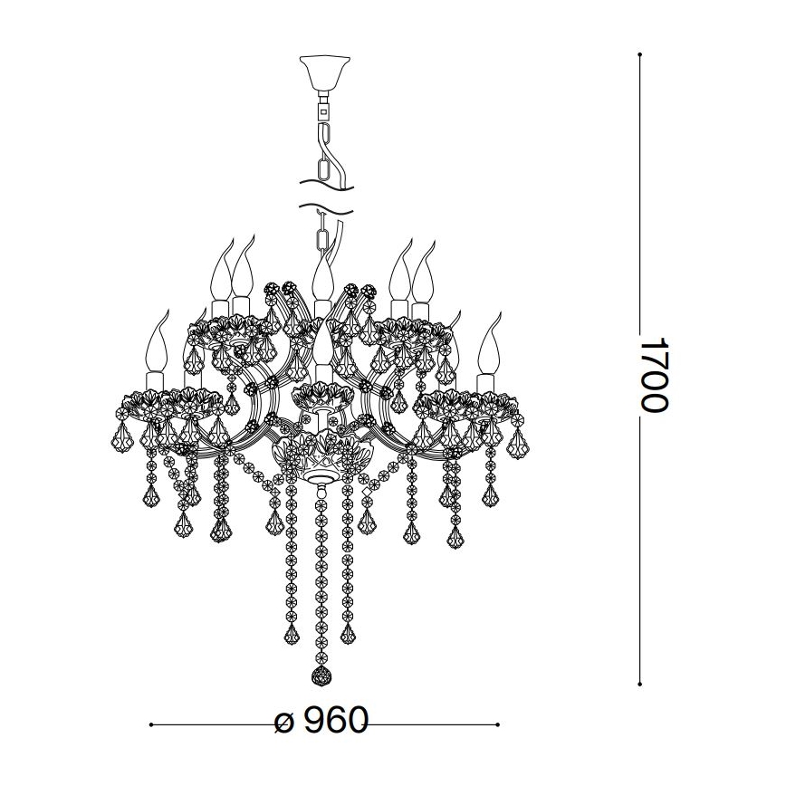 Ideal Lux - Krištáľový luster na reťazi NAPOLEON 18xE14/40W/230V pr. 96 cm zlatá