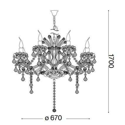 Ideal Lux - Krištáľový luster na reťazi NAPOLEON 8xE14/40W/230V pr. 67 cm chróm