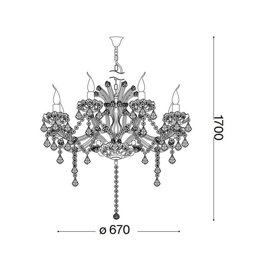 Ideal Lux - Krištáľový luster na reťazi NAPOLEON 8xE14/40W/230V pr. 67 cm chróm