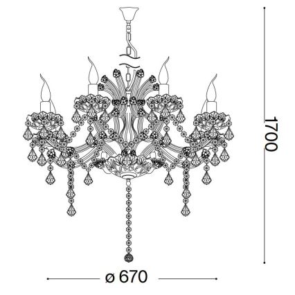 Ideal Lux - Krištáľový luster na reťazi NAPOLEON 8xE14/40W/230V pr. 67 cm zlatá