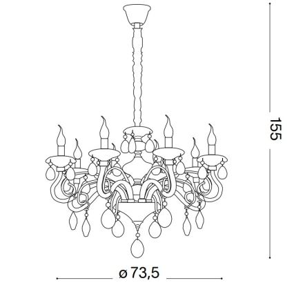 Ideal Lux - Krištáľový luster na reťazi NEGRESCO 8xE14/28W/230V pr. 73,5 cm číra