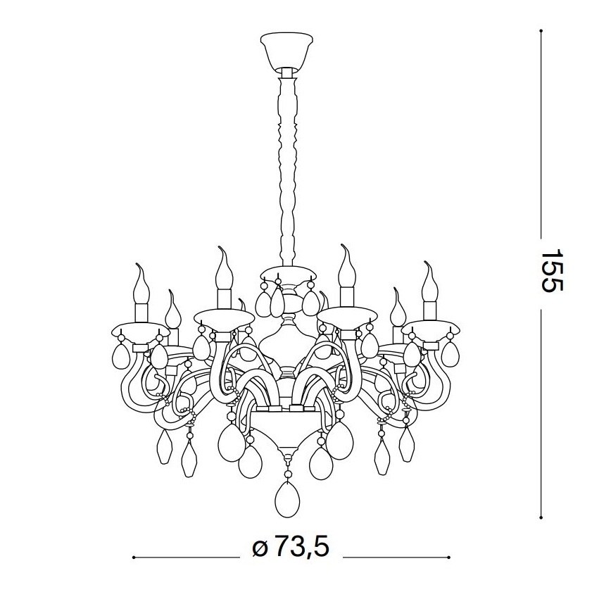 Ideal Lux - Krištáľový luster na reťazi NEGRESCO 8xE14/28W/230V pr. 73,5 cm číra