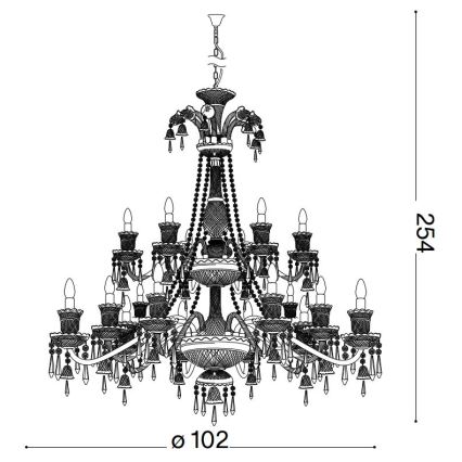Ideal Lux - Krištáľový luster na reťazi REDENTORE 18xE14/40W/230V pr. 102 cm číra