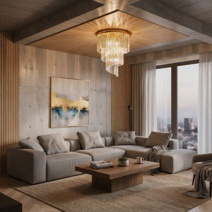 Ideal Lux - Krištáľový prisadený luster CARLTON 12xE14/40W/230V pr. 50 cm zlatá