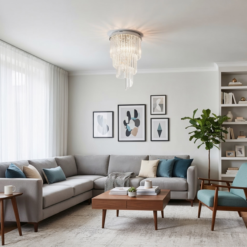 Ideal Lux - Krištáľový prisadený luster CARLTON 8xE14/40W/230V pr. 40 cm lesklý chróm