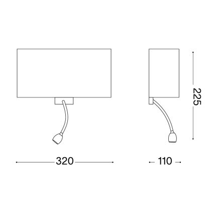Ideal Lux - LED Flexibilné nástenné svietidlo HOTEL 1xE27/60W/230V + LED/1,5W/230V