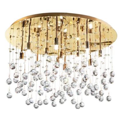 Ideal Lux - LED Krištáľové stropné svietidlo MOONLIGHT 15xG9/3W/230V pr. 80 cm zlatá