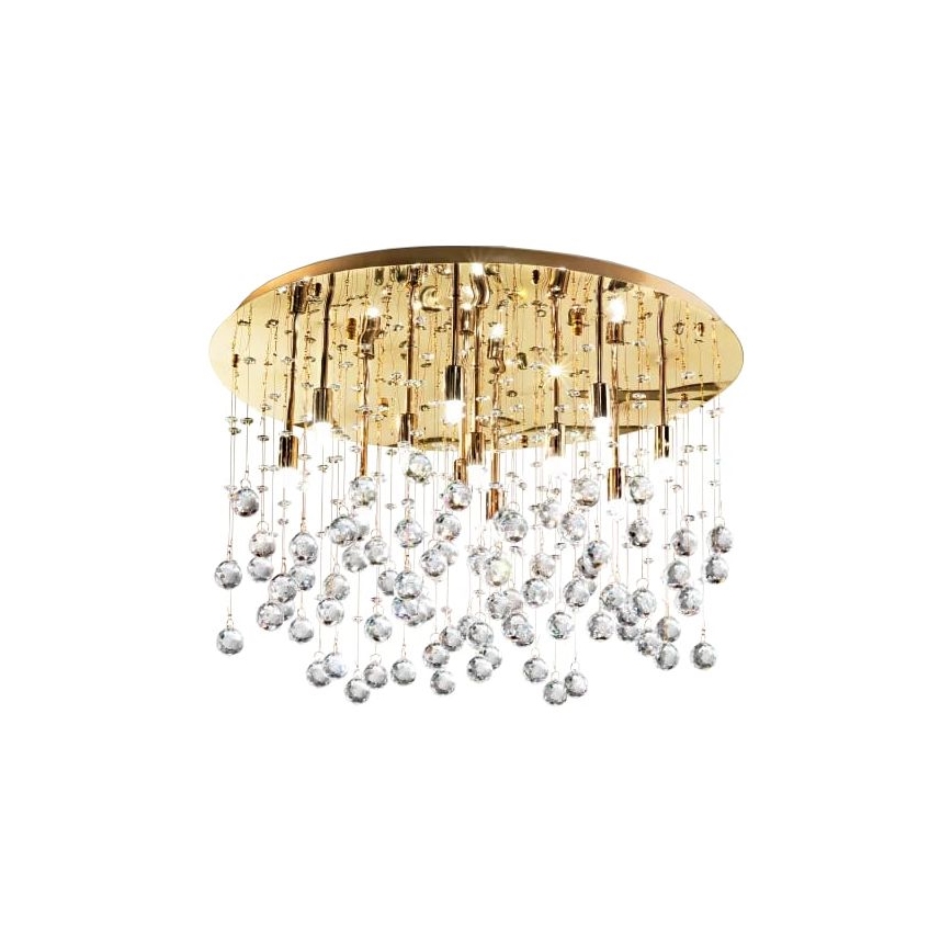 Ideal Lux - LED Krištáľové stropné svietidlo MOONLIGHT 15xG9/3W/230V pr. 80 cm zlatá