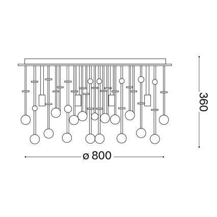 Ideal Lux - LED Krištáľové stropné svietidlo MOONLIGHT 15xG9/3W/230V pr. 80 cm zlatá