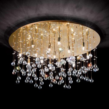 Ideal Lux - LED Krištáľové stropné svietidlo MOONLIGHT 15xG9/3W/230V pr. 80 cm zlatá
