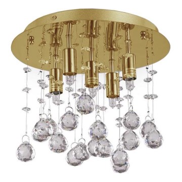 Ideal Lux - LED Krištáľové stropné svietidlo MOONLIGHT 5xG9/3W/230V pr. 26 cm zlatá