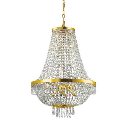 Ideal Lux - LED krištáľový luster na reťazi CAESAR 12xG9/3W/230V pr. 55 cm zlatý