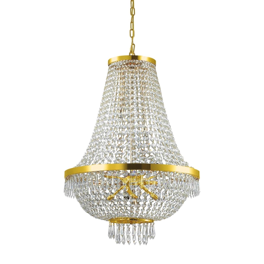 Ideal Lux - LED krištáľový luster na reťazi CAESAR 12xG9/3W/230V pr. 55 cm zlatý