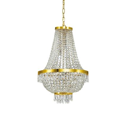 Ideal Lux - LED Krištáľový luster na reťazi CAESAR 9xG9/3W/230V priemer 45 cm zlatý