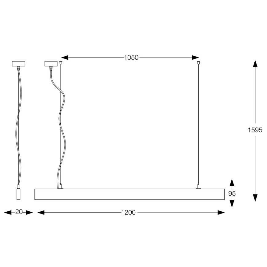 Ideal Lux - LED luster na lane LINUS LED/32W/230V 4000K CRI 90 120 cm čierna