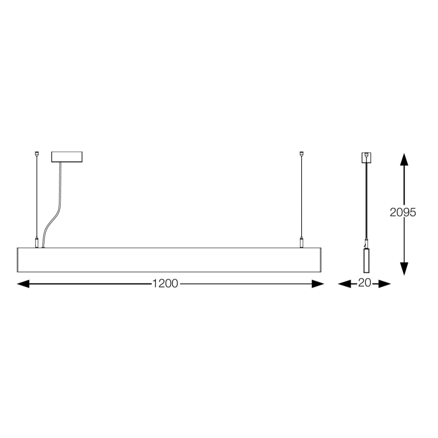 Ideal Lux - LED luster na lane STEEL LED/29W/230V 3000K CRI 90 120 cm biela