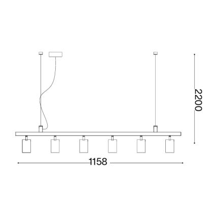 Ideal Lux - LED luster na lankách DYNAMITE 6xGU10/7W/230V CRI 90 mosadz