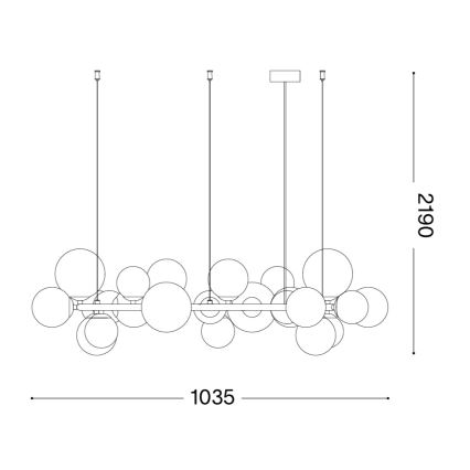 Ideal Lux - LED luster na lankách PERLAGE 25xG9/3W/230V 110 cm zlatá/dymovo-béžová