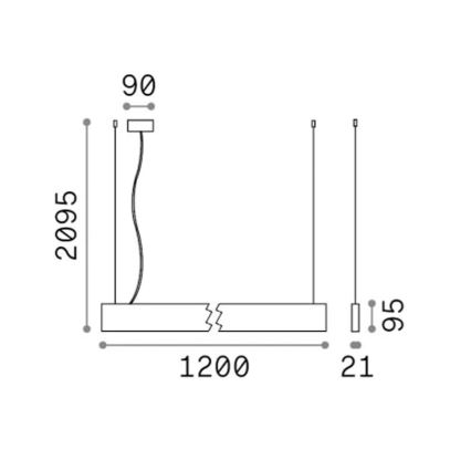 Ideal Lux - LED luster na lankách STEEL LED/29W/230V 3000K CRI 90 120 cm čierna