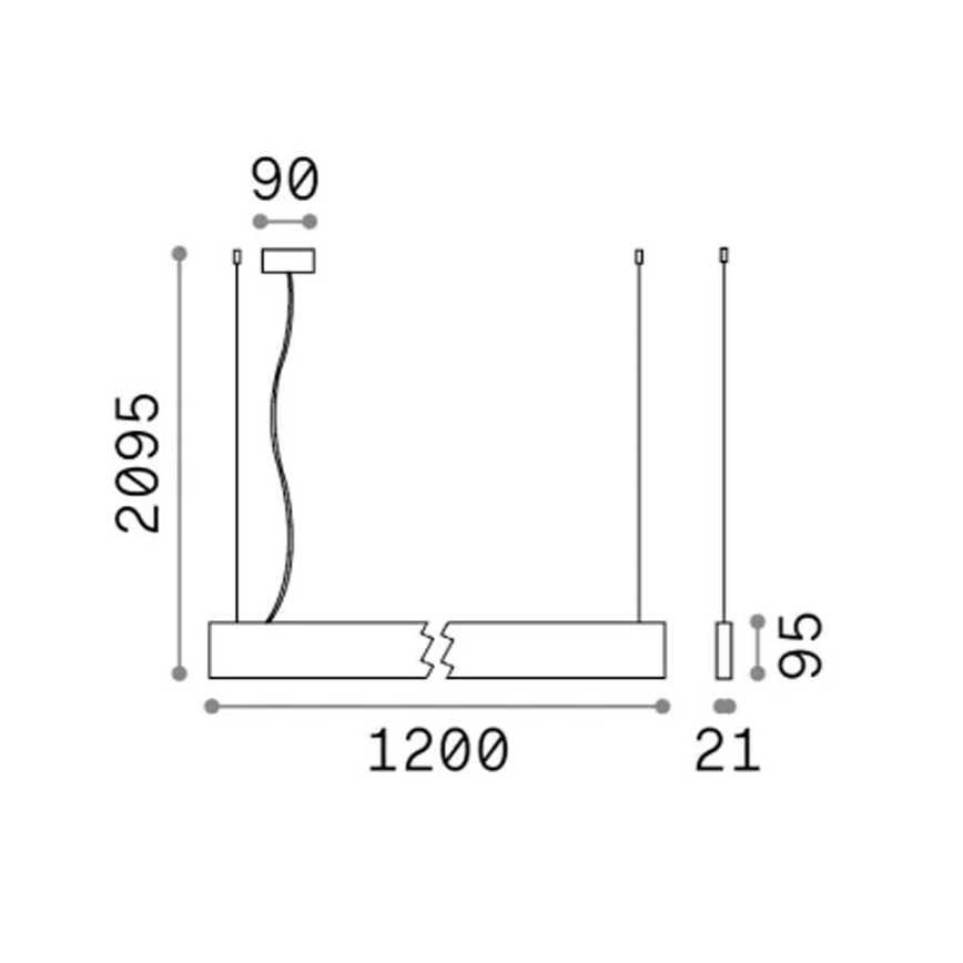 Ideal Lux - LED luster na lankách STEEL LED/29W/230V 3000K CRI 90 120 cm čierna
