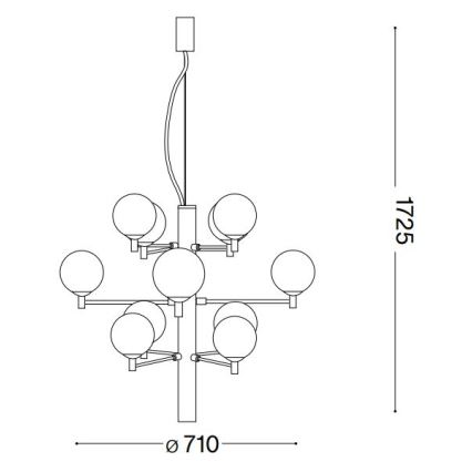 Ideal Lux - LED Luster na lanku COPERNICO 12xG9/3W/230V pr. 71 cm čierna
