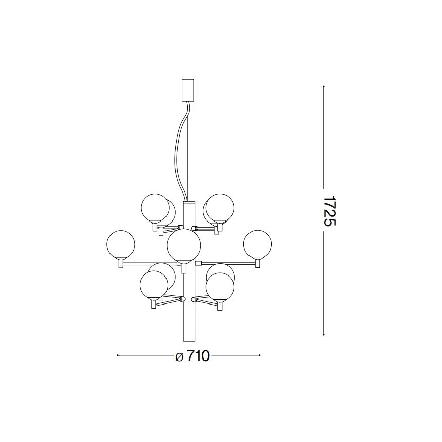 Ideal Lux - LED Luster na lanku COPERNICO 12xG9/3W/230V pr. 71 cm čierna