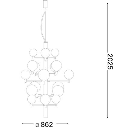 Ideal Lux - LED Luster na lanku COPERNICO 20xG9/3W/230V pr. 86 cm čierna