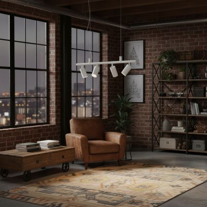 Ideal Lux - LED Luster na lanku DYNAMITE 4xGU10/7W/230V CRI 90 biela