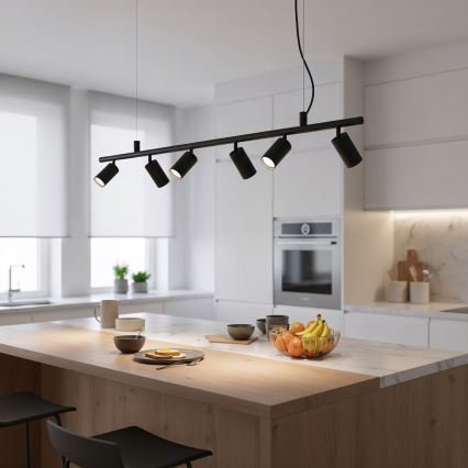 Ideal Lux - LED Luster na lanku DYNAMITE 6xGU10/7W/230V CRI 90 čierna