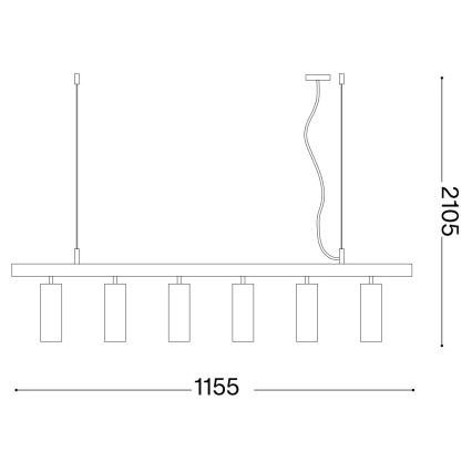 Ideal Lux - LED Luster na lanku DYNAMITE 6xGU10/7W/230V CRI 90 čierna/mosadz