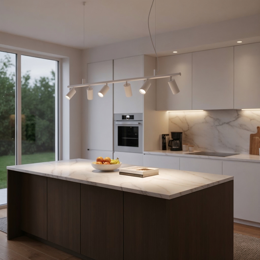 Ideal Lux - LED Luster na lanku DYNAMITE 6xGU10/7W/230V CRI 90 biela