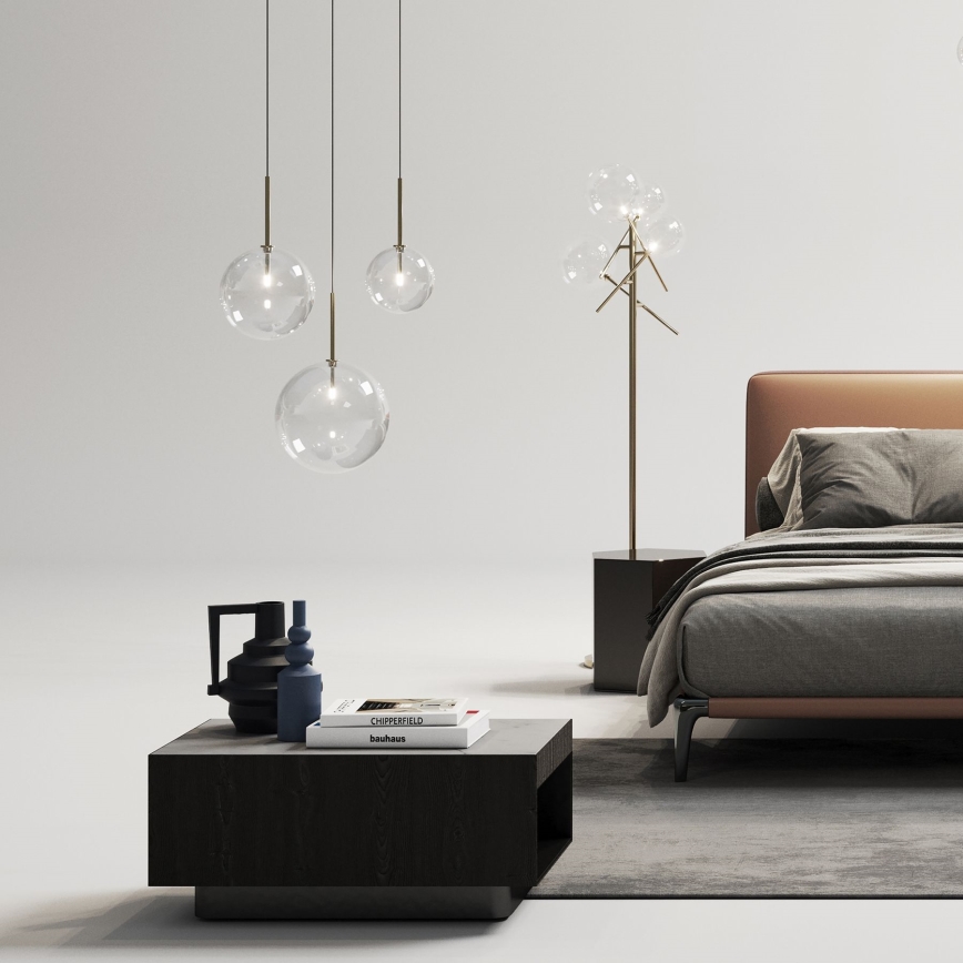 Ideal Lux - LED Luster na lanku EQUINOXE 1xG4/2W/230V pr. 25 cm mosadz/číra