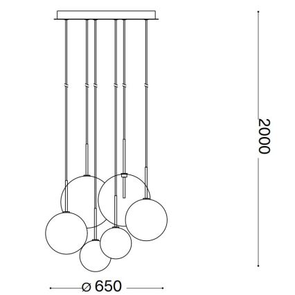 Ideal Lux - LED Luster na lanku EQUINOXE 6xG4/2W/230V pr. 65 cm mosadz/číra