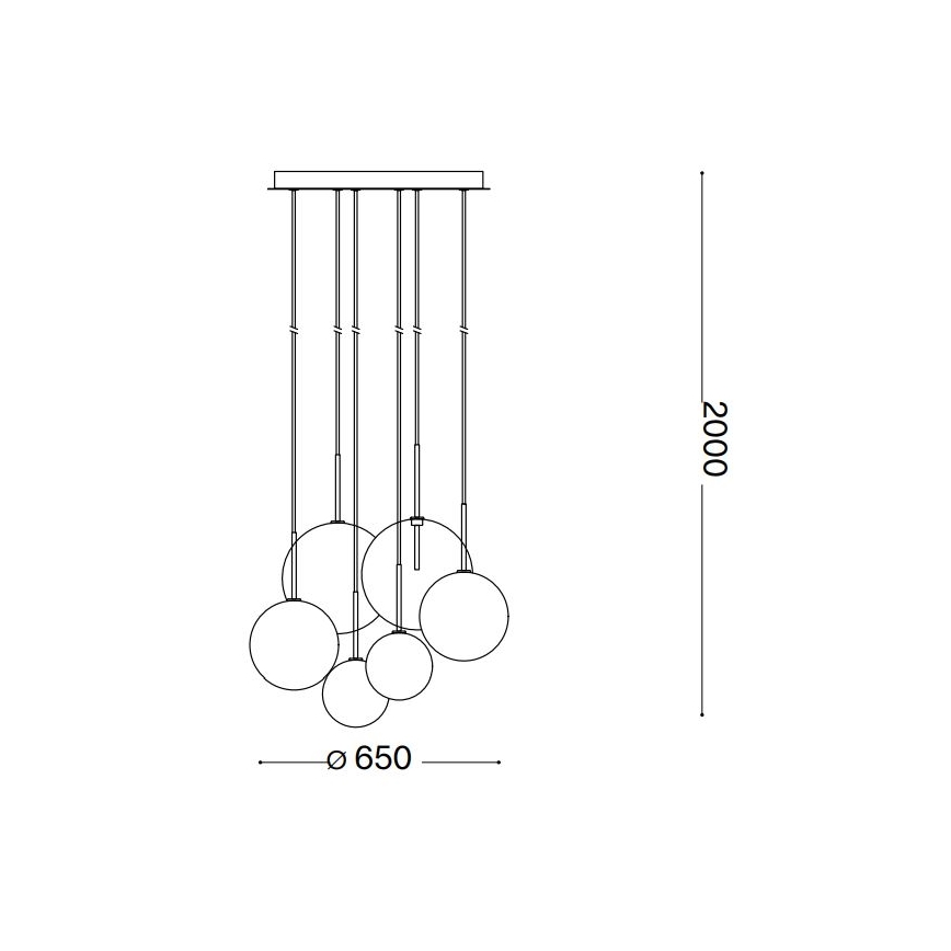 Ideal Lux - LED Luster na lanku EQUINOXE 6xG4/2W/230V pr. 65 cm mosadz/dymová