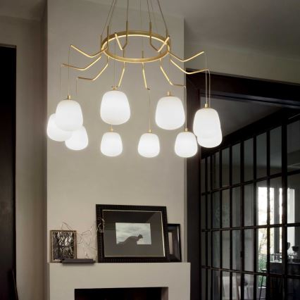 Ideal Lux - LED Luster na lanku KAROUSEL 10xG9/3W/230V pr. 82,5 cm mosadz