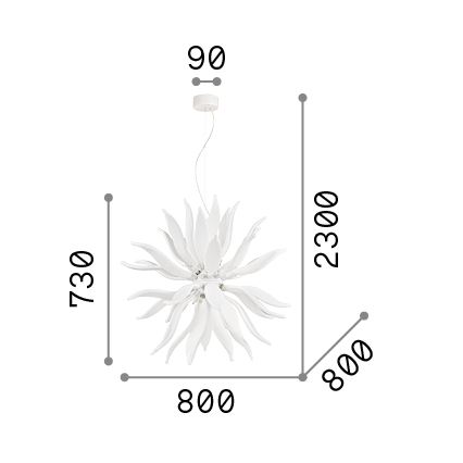 Ideal Lux - LED Luster na lanku LEAVES 12xG9/3W/230V pr. 80 cm biela