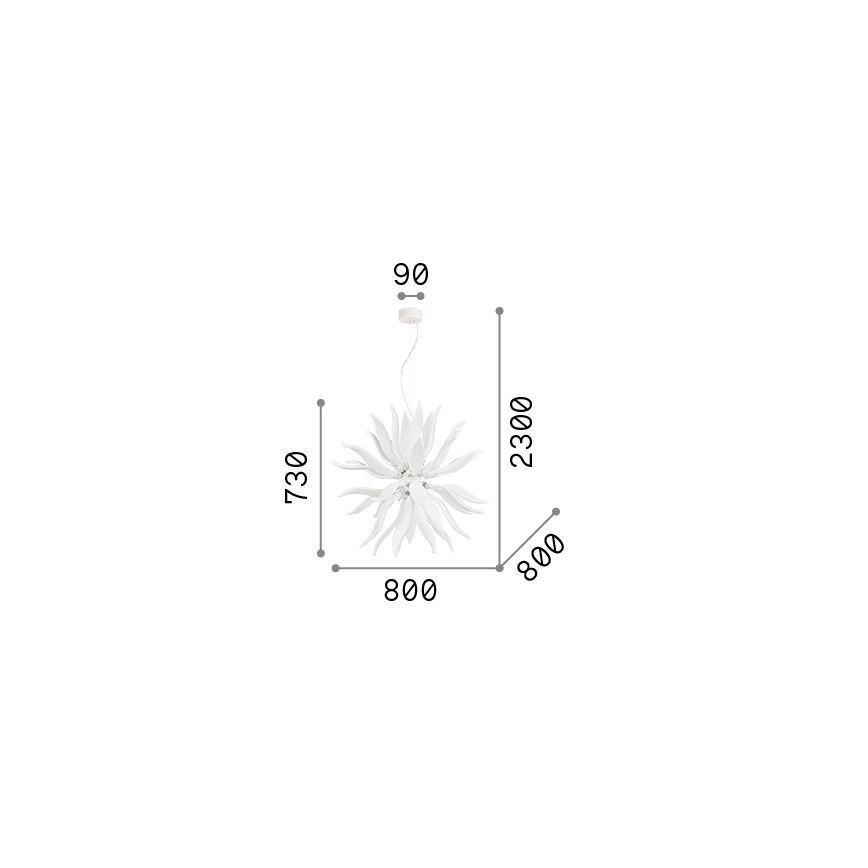 Ideal Lux - LED Luster na lanku LEAVES 12xG9/3W/230V pr. 80 cm biela