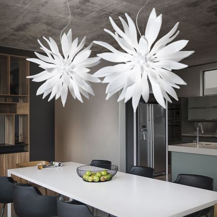 Ideal Lux - LED Luster na lanku LEAVES 8xG9/3W/230V pr. 63 cm biela