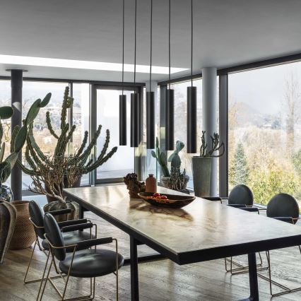 Ideal Lux - LED luster na lanku LOOK 1xGU10/7W/230V CRI 90 pr. 6 cm čierna