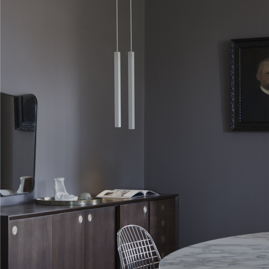 Ideal Lux - LED luster na lanku LOOK 1xGU10/7W/230V CRI 90 priemer 6 cm biela