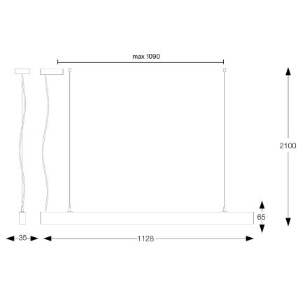 Ideal Lux - LED luster na lanku OFFICE LED/30W/230V 3000K CRI 90 čierny