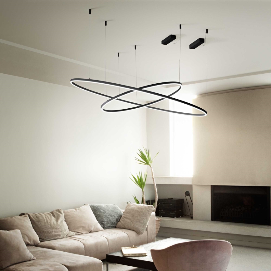 Ideal Lux - LED Luster na lanku ORACLE LED/89W/230V 3000K pr. 150 cm čierna