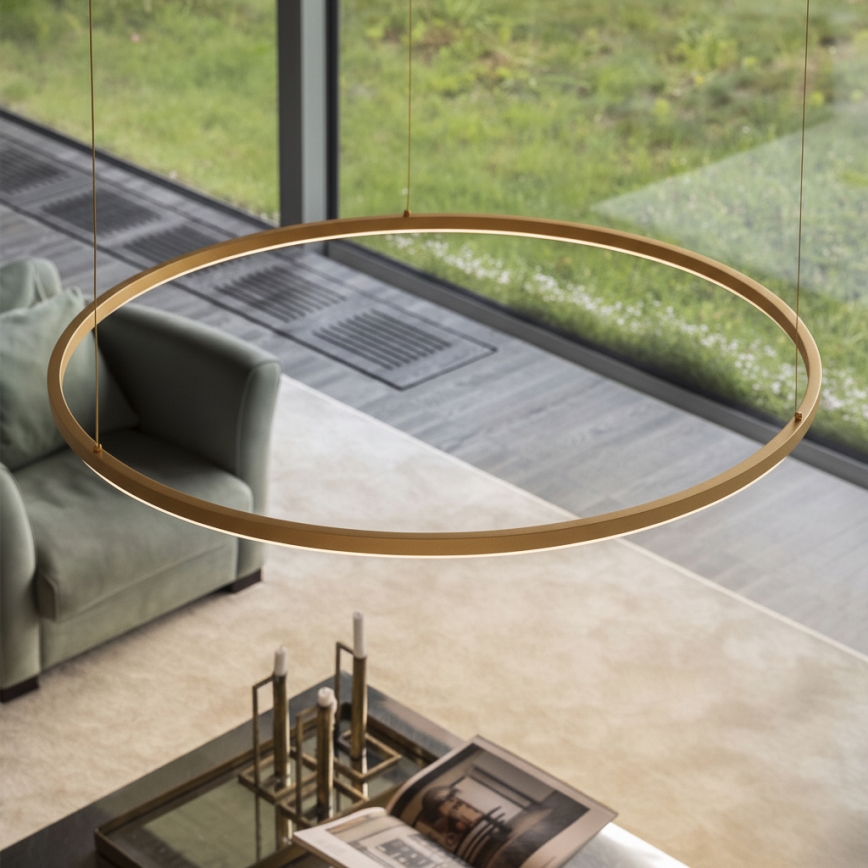 Ideal Lux - LED luster na lankách ORACLE SLIM LED/29W/230V 4000K CRI 90, priemer 50 cm, zlatá