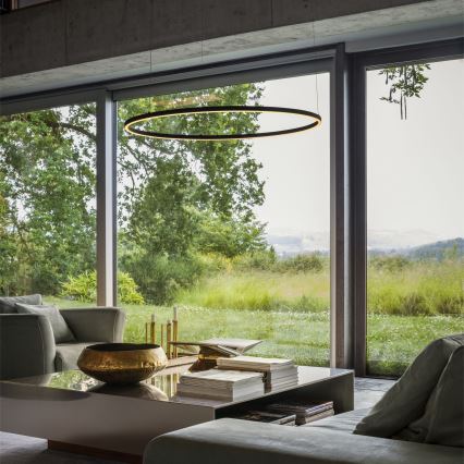 Ideal Lux - závesný LED luster na lanku ORACLE SLIM LED/37W/230V 2700K CRI 90 priemer 70 cm čierna