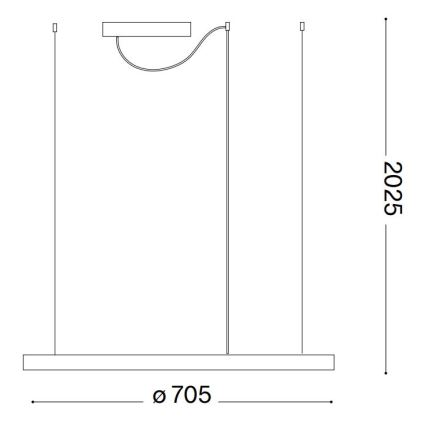Ideal Lux - závesný LED luster na lanku ORACLE SLIM LED/37W/230V 2700K CRI 90 priemer 70 cm čierna