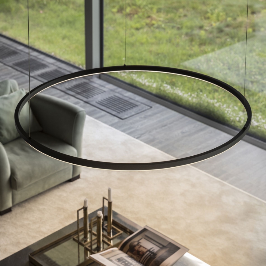 Ideal Lux - Stmievateľný LED závesný luster na lanku ORACLE SLIM LED/42W/230V 3000K CRI 90 priemer 90 cm čierna