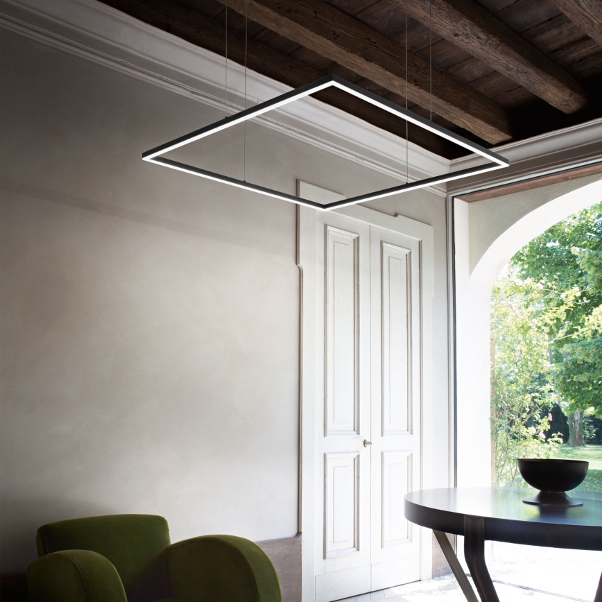 Ideal Lux - LED Luster na lanku ORACLE SLIM LED/53W/230V 3000K 90x90 cm čierna