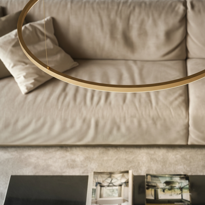 Ideal Lux - LED závesný luster na lanku ORACLE SLIM LED/53W/230V 3000K CRI 90, priemer 90 cm, zlatý